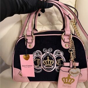 Juicy Couture Black and Pink Satchel with Gold Accents